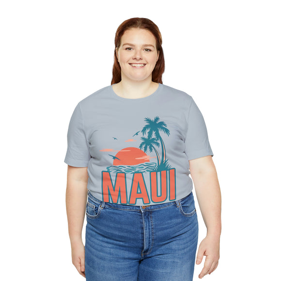 Maui, Hawaii T-Shirt - Retro Palm Tree & Beach Unisex Maui Shirt