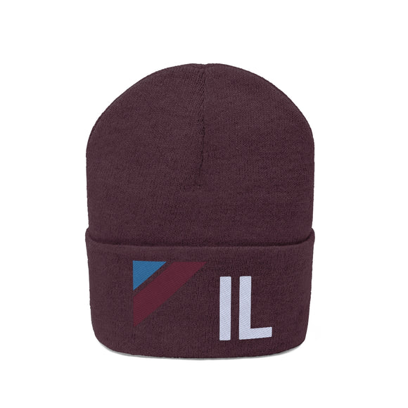 Illinois Beanie - Adult Embroidered Retro Illinois Knit Hat
