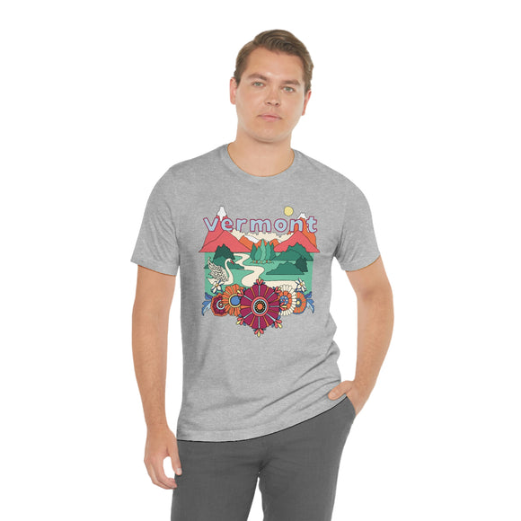 Vermont Shirt, Vermont Retro T-Shirt, Hippie Style Vermont tee, Vermont Mountain Shirt