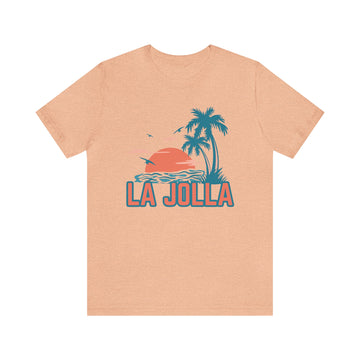 Buy heather-peach La Jolla, California T-Shirt - Retro Palm Tree &amp; Beach Unisex La Jolla Shirt