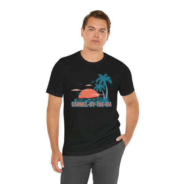 Carmel-by-the-Sea, California T-Shirt - Retro Palm Tree & Beach Unisex Carmel-by-the-Sea Shirt