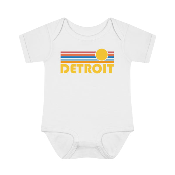 Detroit Baby Bodysuit - Retro Sun Detroit, Michigan Baby Bodysuit