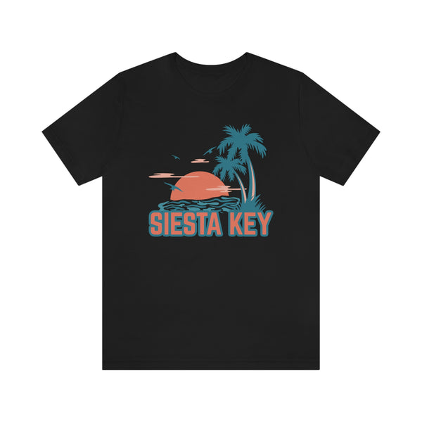 Siesta Key, Florida T-Shirt - Retro Palm Tree & Beach Unisex Siesta Key Shirt
