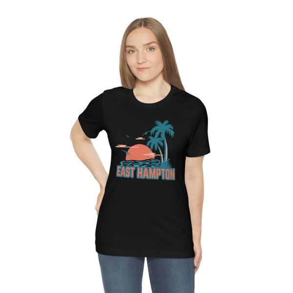 East Hampton, New York T-Shirt - Retro Palm Tree & Beach Unisex East Hampton Shirt