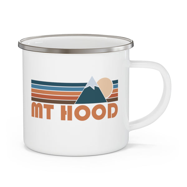 Mount Hood, Oregon Camp Mug - Retro Mountain Enamel Campfire Mount Hood Mug