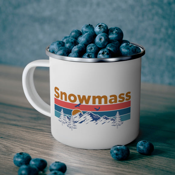 Snowmass, Colorado Camp Mug - Mountain Sunset Enamel Campfire Snowmass Mug