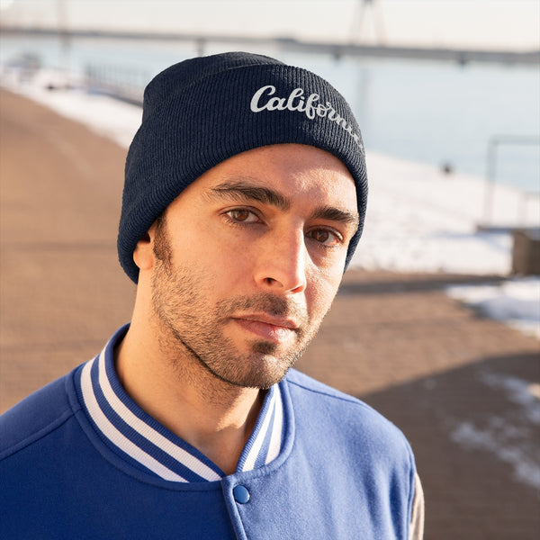 California Beanie - Adult Hand Lettered Embroidered California Knit Hat