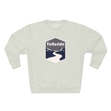 Buy oatmeal-heather Premium Telluride, Colorado Crewneck Sweatshirt - Retro Unisex Sweatshirt