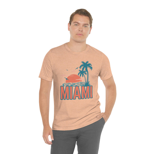 Miami, Florida T-Shirt - Retro Palm Tree & Beach Unisex Miami Shirt