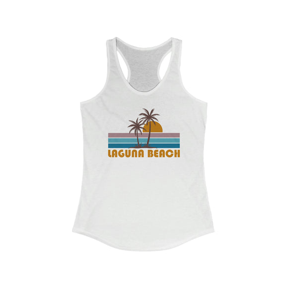Laguna Beach, California Women's Tank - Retro Palm Tree Women's Racerback Laguna Beach Tank Top