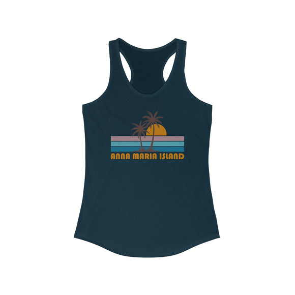Anna Maria Island, Florida Women's Tank - Retro Palm Tree Women's Racerback Anna Maria Island Tank Top