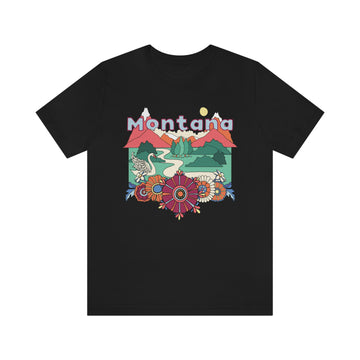 Buy black Montana Shirt, Montana Retro T-Shirt, Hippie Style Montana tee, Montana Mountain Shirt