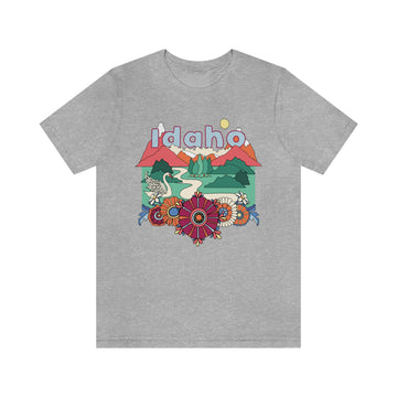 Buy athletic-heather Idaho Shirt, Idaho Retro T-Shirt, Hippie Style Idaho tee, Idaho Mountain Shirt