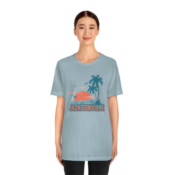 Jacksonville, Florida T-Shirt - Retro Palm Tree & Beach Unisex Jacksonville Shirt