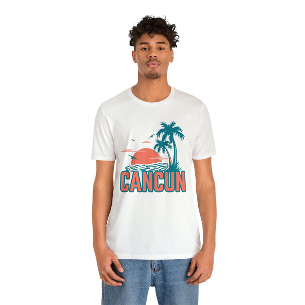 Cancun, Mexico T-Shirt - Retro Palm Tree & Beach Unisex Cancun Shirt