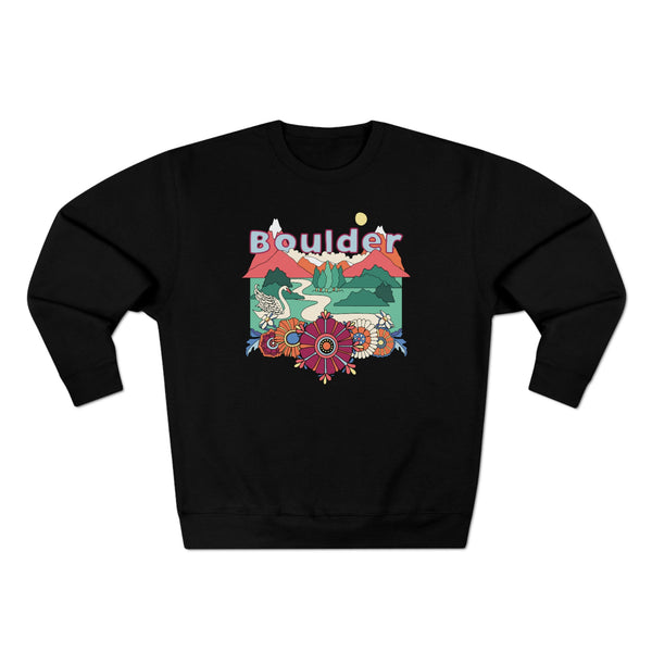 Premium Boulder, Colorado Crewneck Sweatshirt - Retro Unisex Sweatshirt