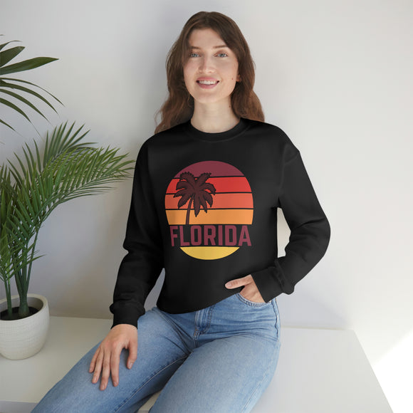 Florida Sweatshirt - Unisex Retro Palm Tree Florida Crewneck Sweatshirt