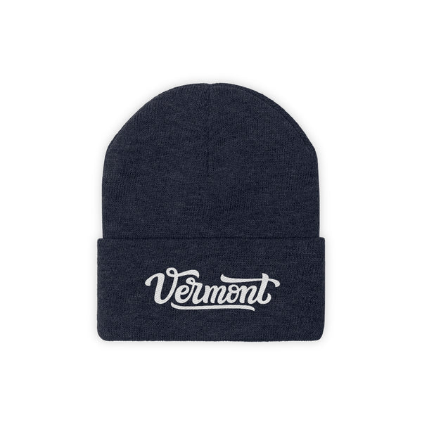 Vermont Beanie - Adult Hand Lettered Embroidered Vermont Knit Hat
