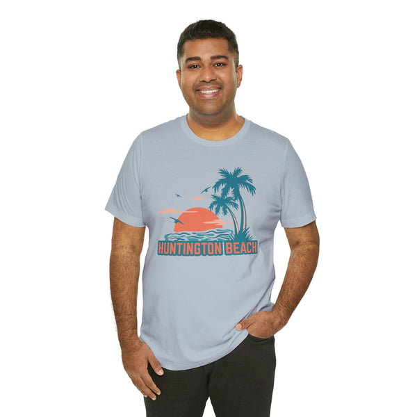 Huntington Beach, California T-Shirt - Retro Palm Tree & Beach Unisex Huntington Beach Shirt
