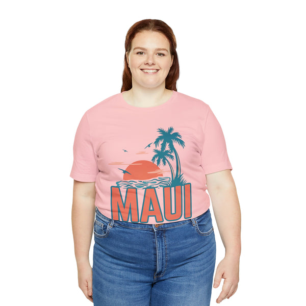 Maui, Hawaii T-Shirt - Retro Palm Tree & Beach Unisex Maui Shirt