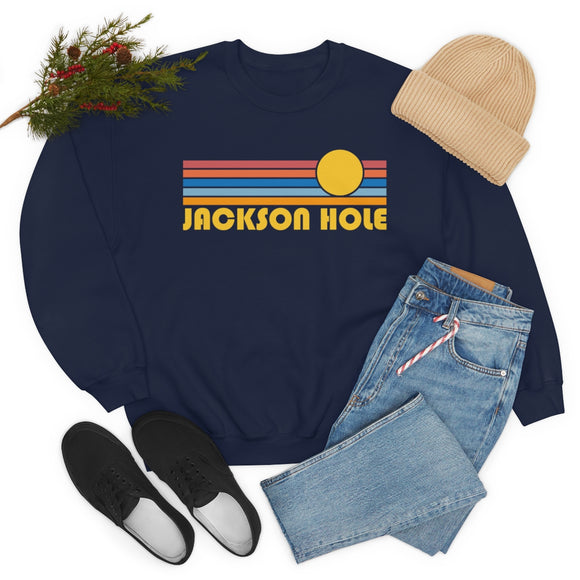 Jackson Hole, Wyoming Sweatshirt - Retro Sunrise Unisex