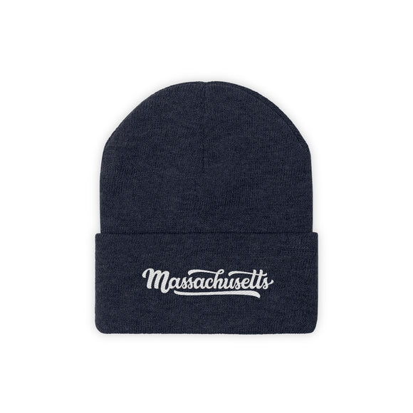 Massachusetts Beanie - Adult Hand Lettered Embroidered Massachusetts Knit Hat