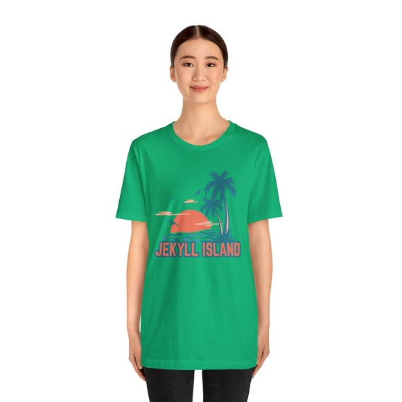 Jekyll Island, Georgia T-Shirt - Retro Palm Tree & Beach Unisex Jekyll Island Shirt