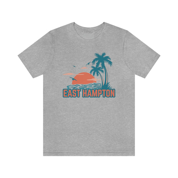East Hampton, New York T-Shirt - Retro Palm Tree & Beach Unisex East Hampton Shirt
