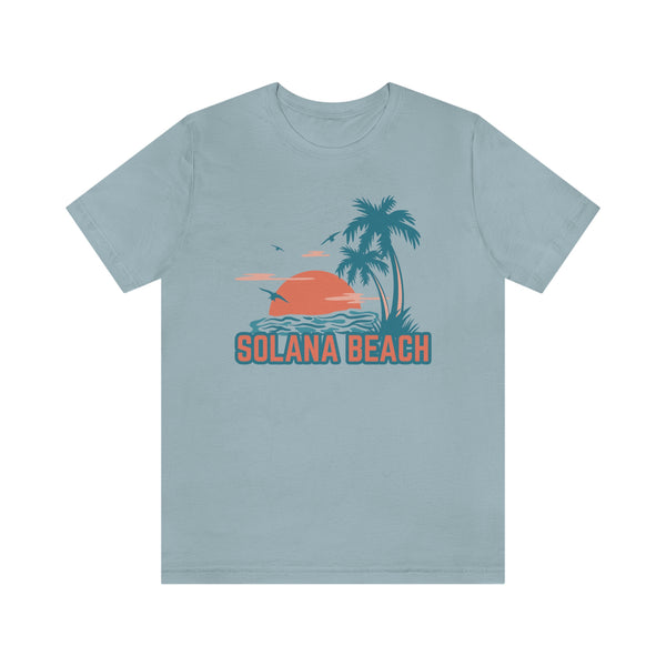 Solana Beach, California T-Shirt - Retro Palm Tree & Beach Unisex Solana Beach Shirt