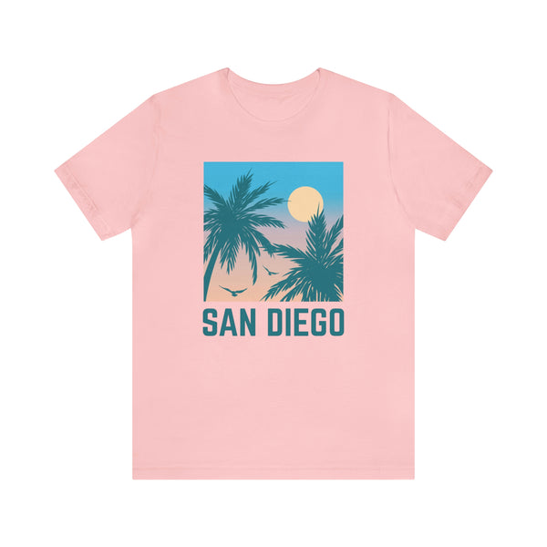 San Diego, California T-Shirt - Retro Palm Tree & Beach Unisex San Diego Shirt