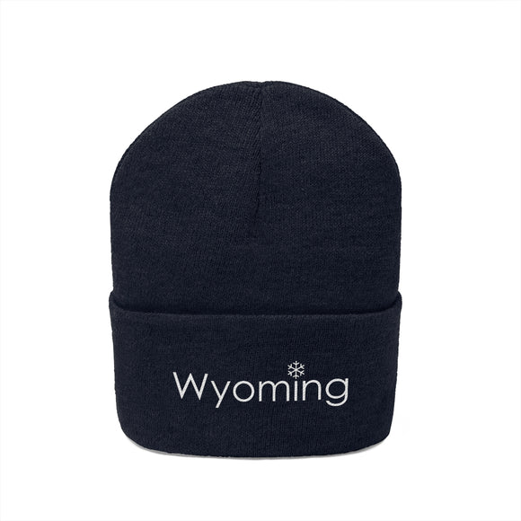 Wyoming Knit Beanie - Adult Embroidered Snowflake Wyoming Knit Hat
