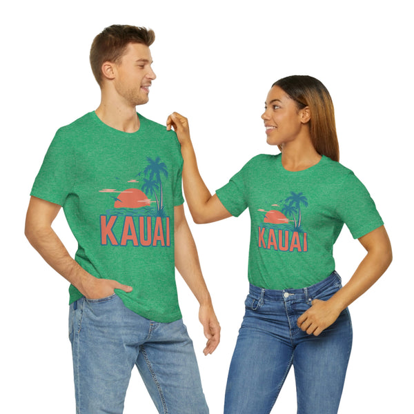 Kauai, Hawaii T-Shirt - Retro Palm Tree & Beach Unisex Kauai Shirt