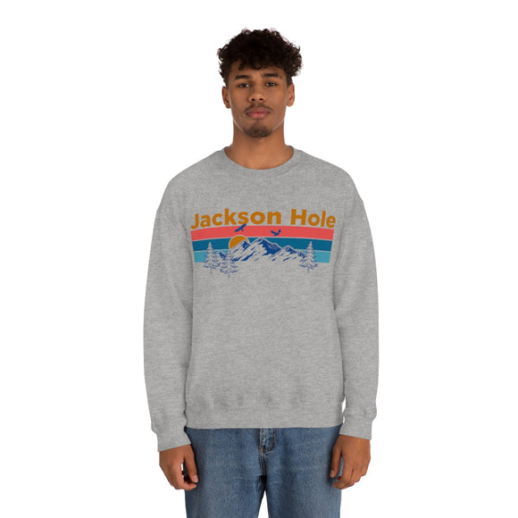 Jackson Hole, Wyoming Sweatshirt - Mountain & Birds Unisex