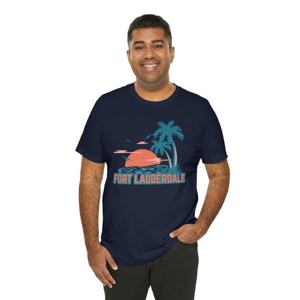 Fort Lauderdale, Florida T-Shirt - Retro Palm Tree & Beach Unisex Fort Lauderdale Shirt