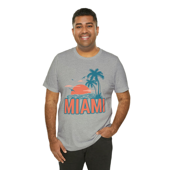 Miami, Florida T-Shirt - Retro Palm Tree & Beach Unisex Miami Shirt