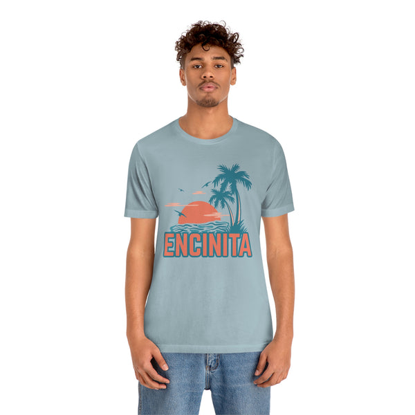 Encinitas, California T-Shirt - Retro Palm Tree & Beach Unisex Encinitas Shirt