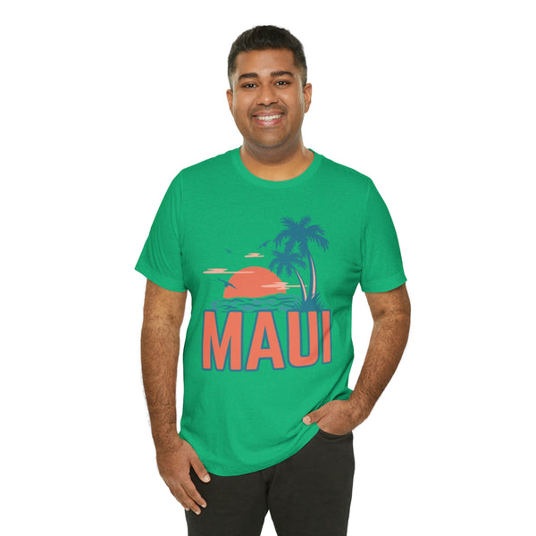 Maui, Hawaii T-Shirt - Retro Palm Tree & Beach Unisex Maui Shirt