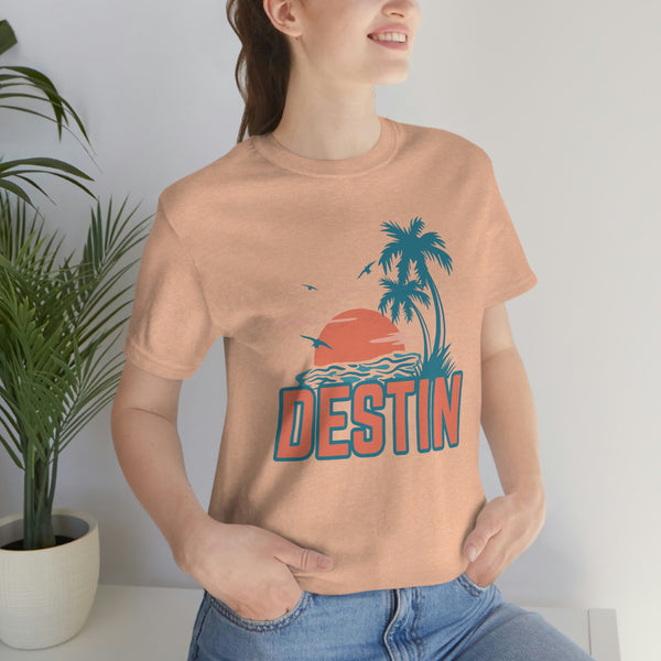 Destin, Florida T-Shirt - Retro Palm Tree & Beach Unisex Destin Shirt