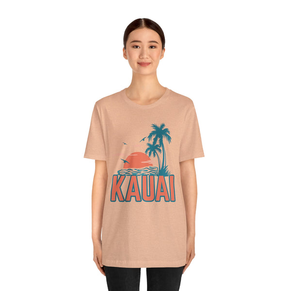 Kauai, Hawaii T-Shirt - Retro Palm Tree & Beach Unisex Kauai Shirt