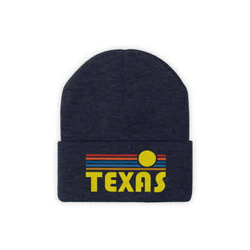 Texas Beanie - Adult Embroidered Retro Sunset Texas Knit Hat