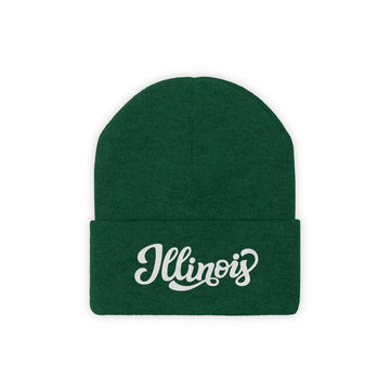Illinois Beanie - Adult Hand Lettered Embroidered Illinois Knit Hat