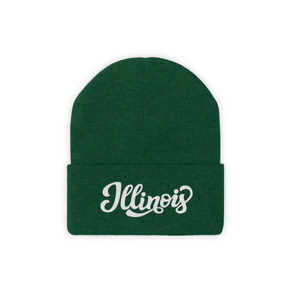 Illinois Beanie - Adult Hand Lettered Embroidered Illinois Knit Hat
