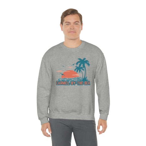 Carmel-by-the-Sea, California Sweatshirt - Unisex Retro Palm Tree Crewneck Carmel-by-the-Sea Sweatshirt