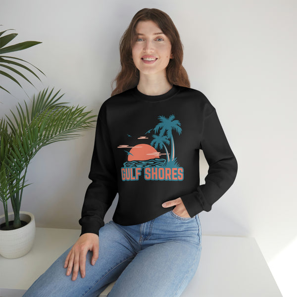 Gulf Shores, Alabama Sweatshirt - Unisex Retro Palm Tree Crewneck Gulf Shores Sweatshirt