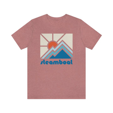 Buy heather-mauve Steamboat Shirt, Colorado Retro T-Shirt, Colorful Colorado tee, Steamboat Mountain Shirt