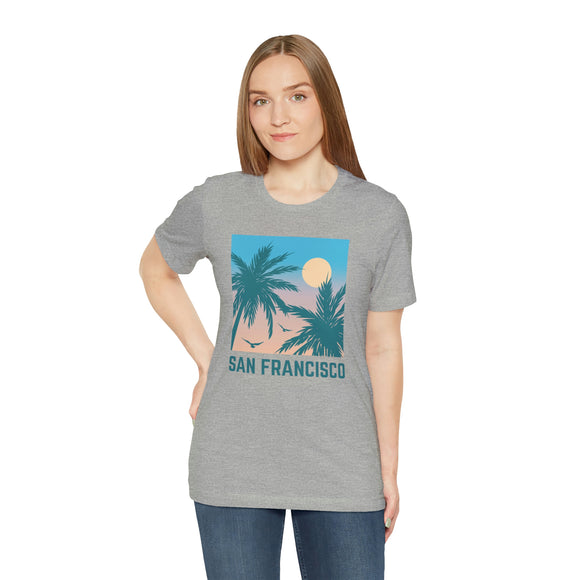 San Francisco, California T-Shirt - Retro Palm Tree & Beach Unisex San Francisco Shirt