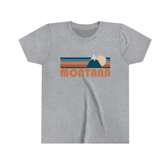 Montana Youth T-Shirt - Retro Mountain Montana Kid's TShirt