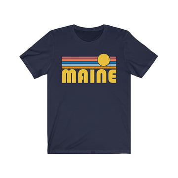 Buy navy Maine T-Shirt - Retro Sunrise Adult Unisex Maine T Shirt