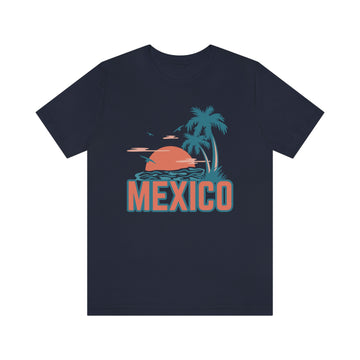 Buy navy Mexico T-Shirt - Retro Palm Tree &amp; Beach Unisex Mexico Shirt