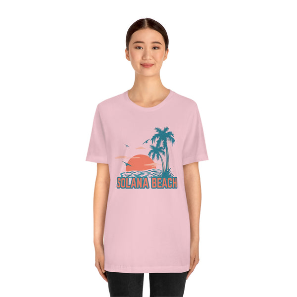 Solana Beach, California T-Shirt - Retro Palm Tree & Beach Unisex Solana Beach Shirt